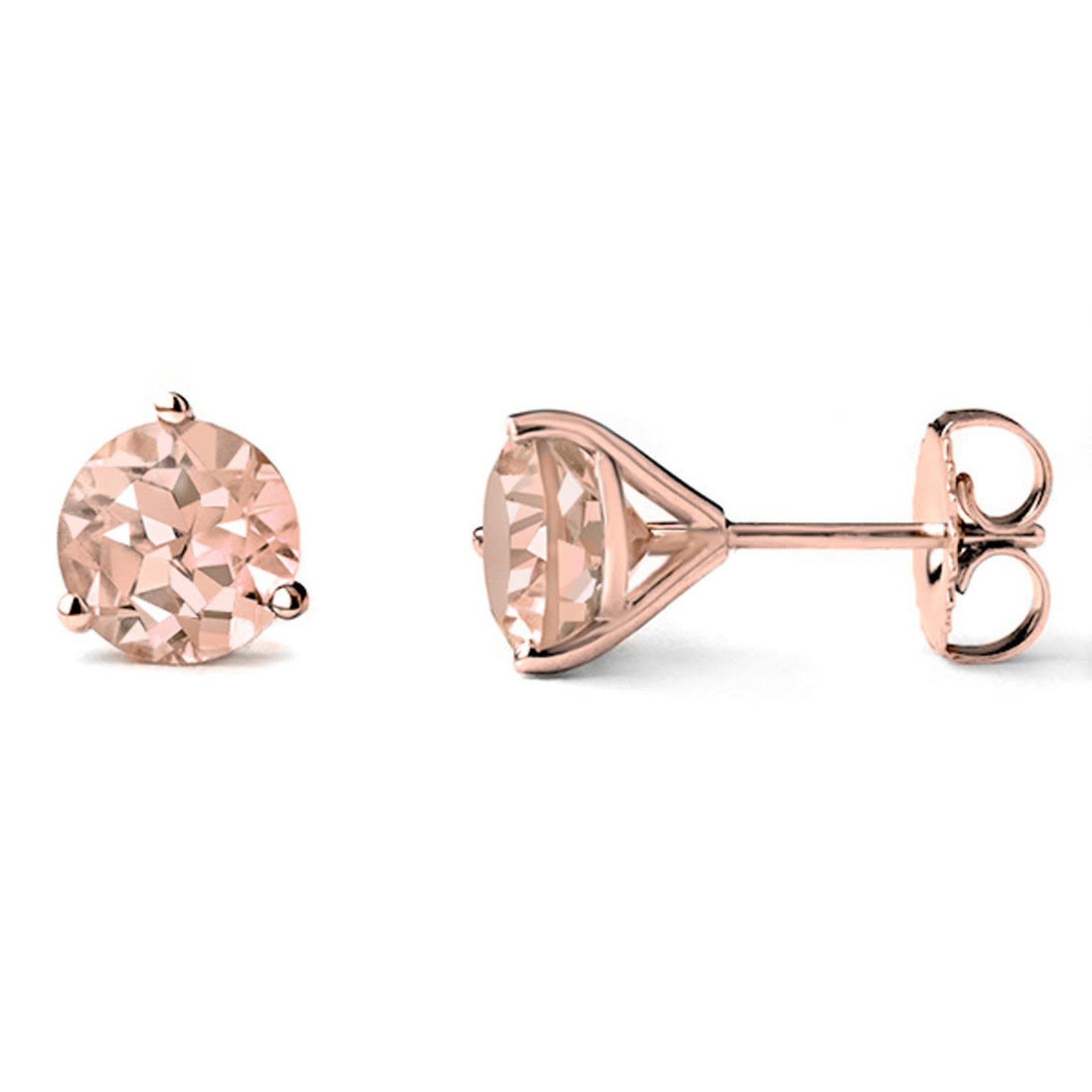 14K Rose Gold Morganite Martini Stud Earrings