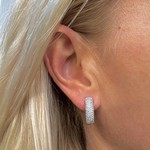 14K White Gold Diamond Pave Hoop Earrings
