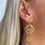 14K Yellow Gold Cascading Circle Drop Earrings
