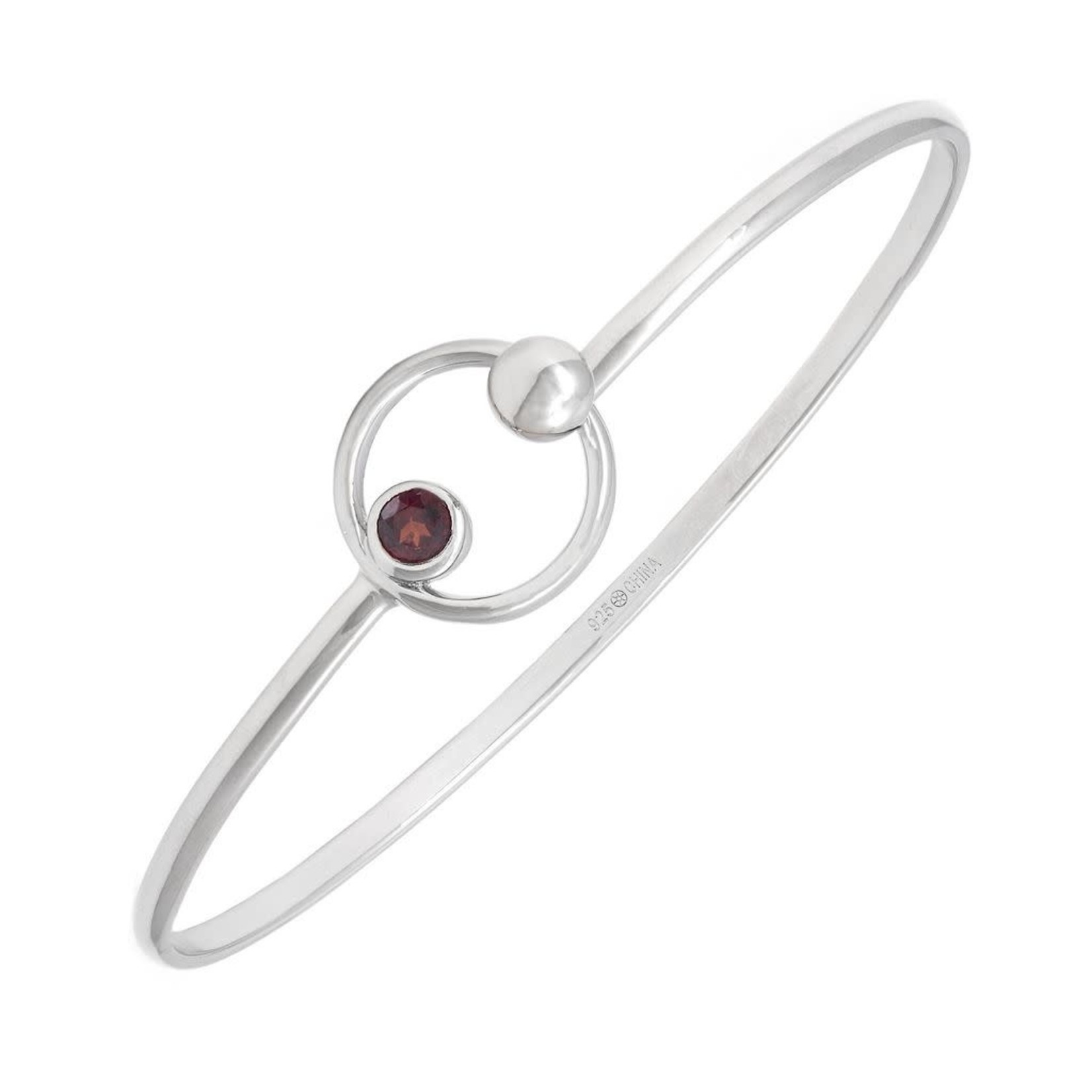 Sterling Silver Garnet Bangle