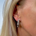 Sterling Silver & Diamond Cable Hoop Earrings