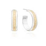 Classic Two Tone Wide Hoop Earrings