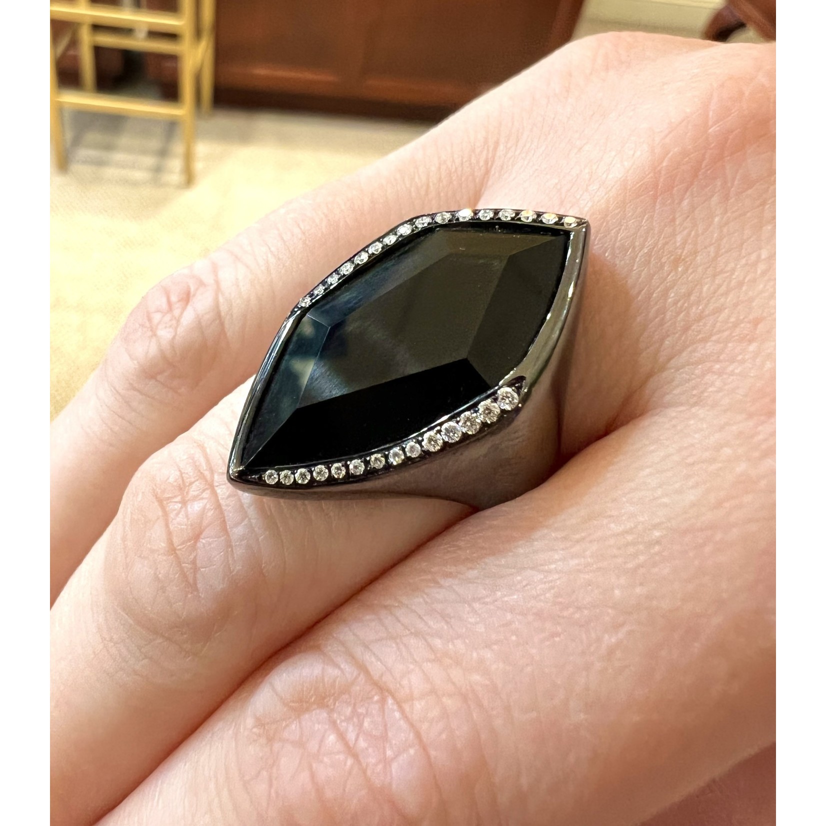 Sterling Silver Black Onyx & Diamond Ring