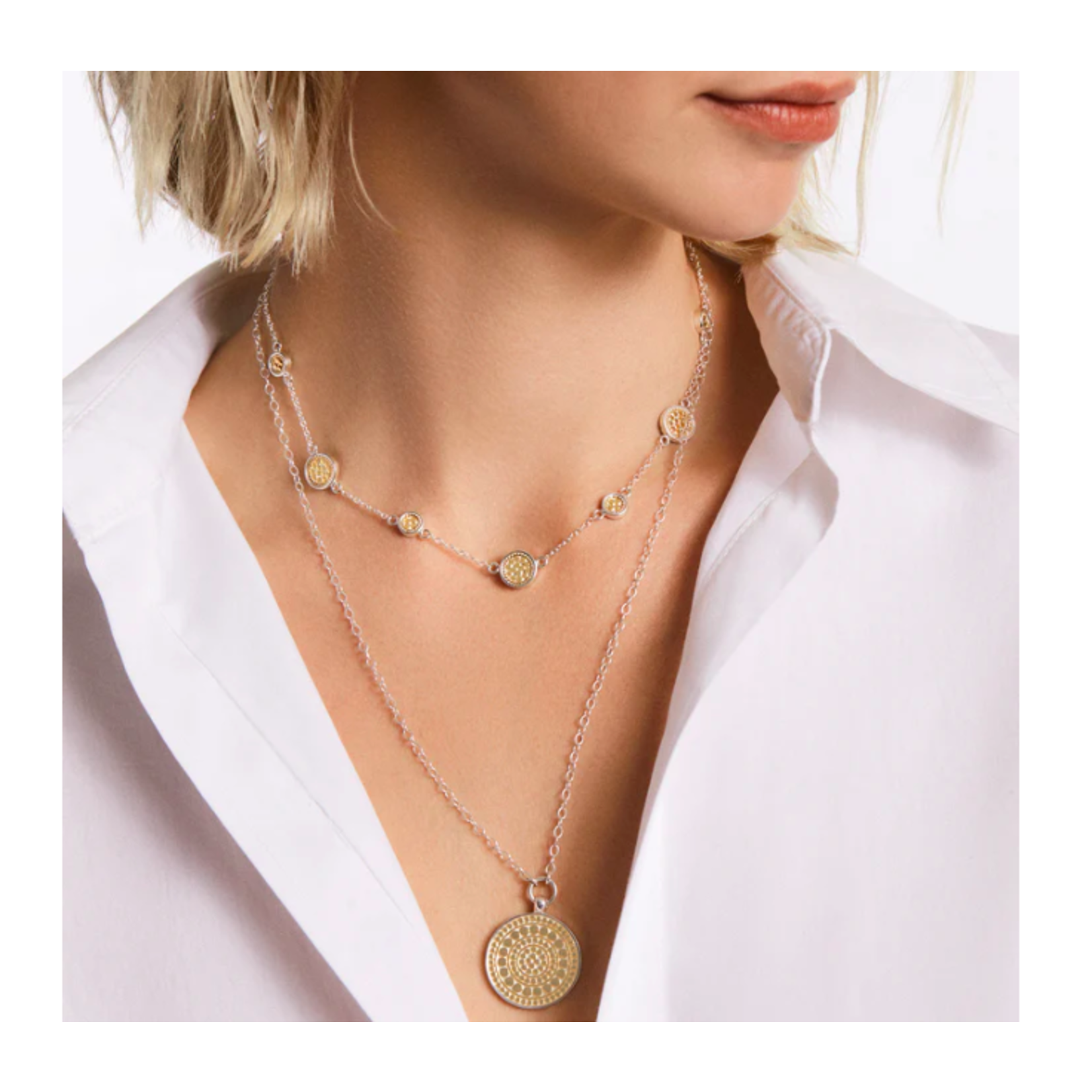 Sterling Silver & 18K Yellow Gold Classic Station Necklace