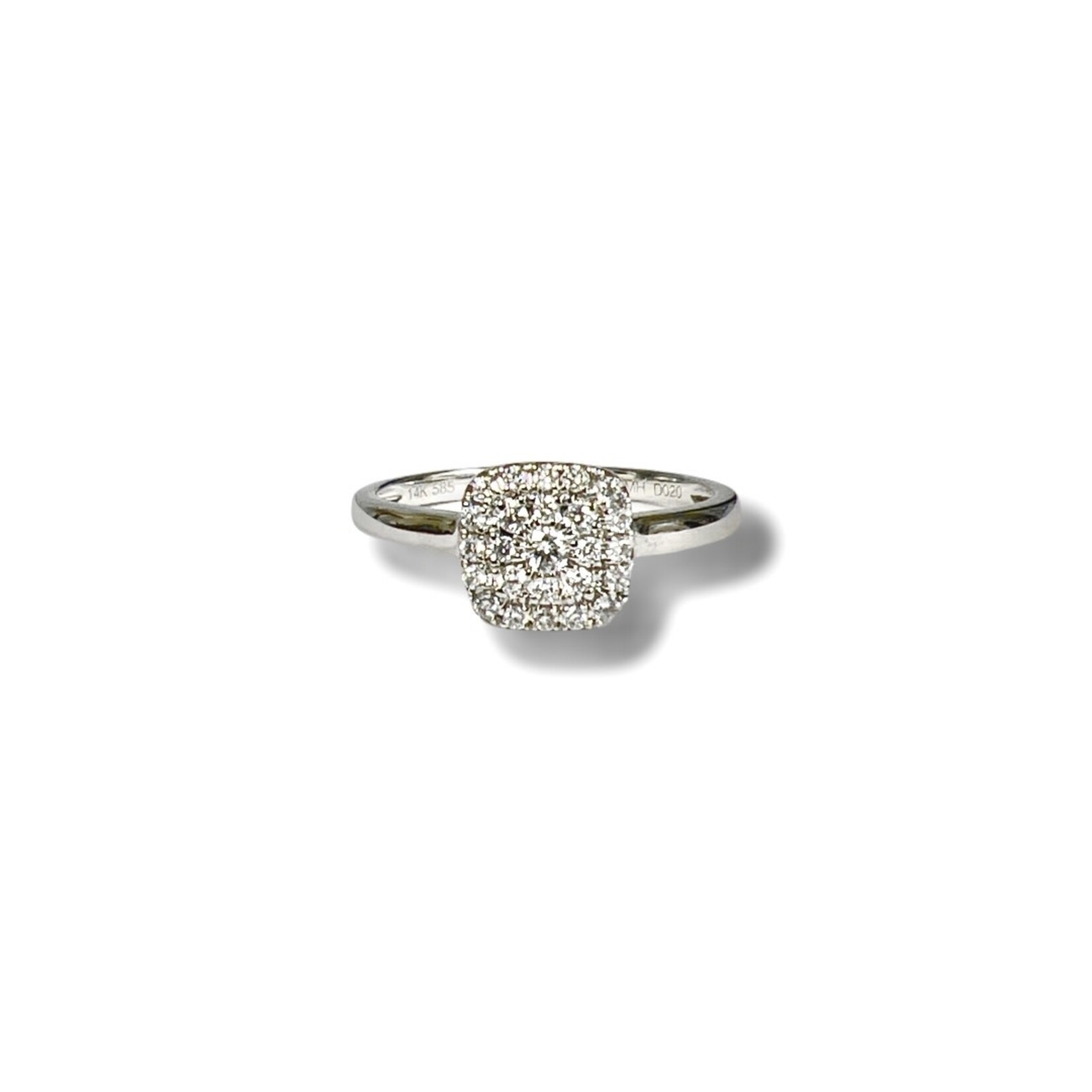 14K White Gold Diamond Cushion Pave Ring