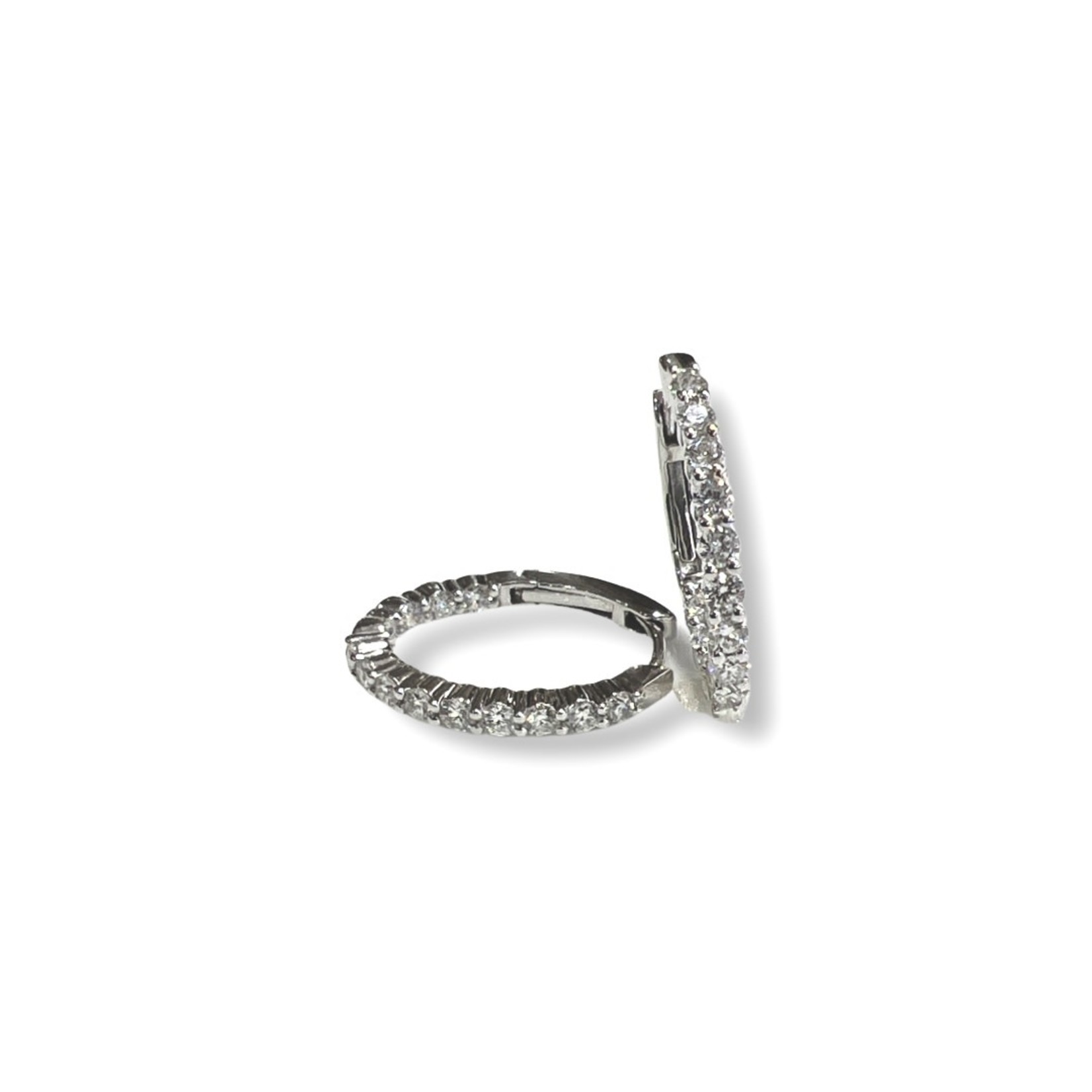 14K White Gold 1 Carat Diamond Hoop Earrings