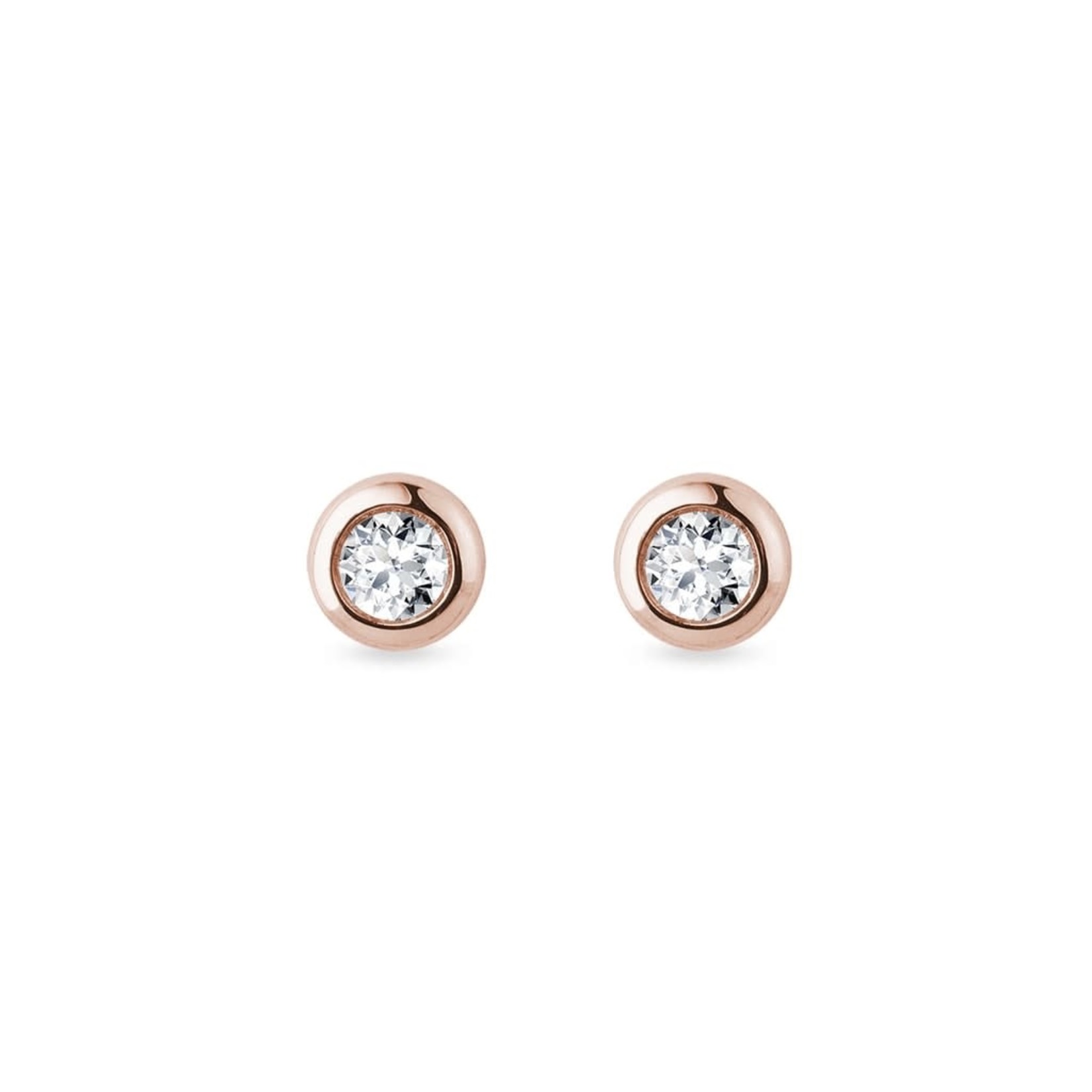 14K Rose Gold Diamond Bezel Set Studs