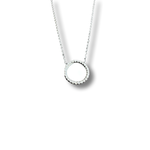 Sterling Silver Small Diamond Pave Disc Necklace