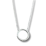 Sterling Silver Medium Diamond Pave Disc Necklace