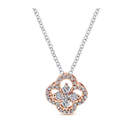 14K Rose Gold Diamond Open Clover Pendant