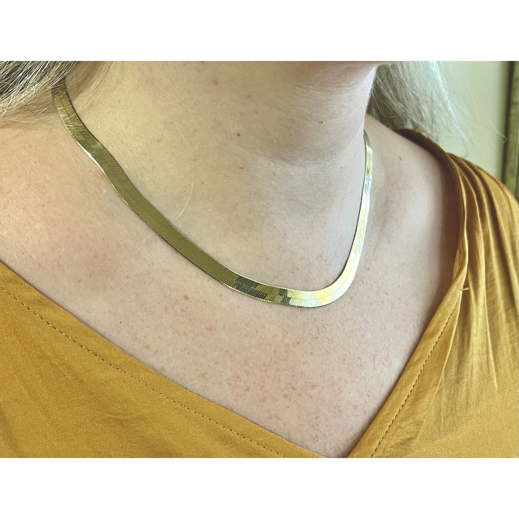 14K Yellow Gold Herringbone Link Necklace  18"