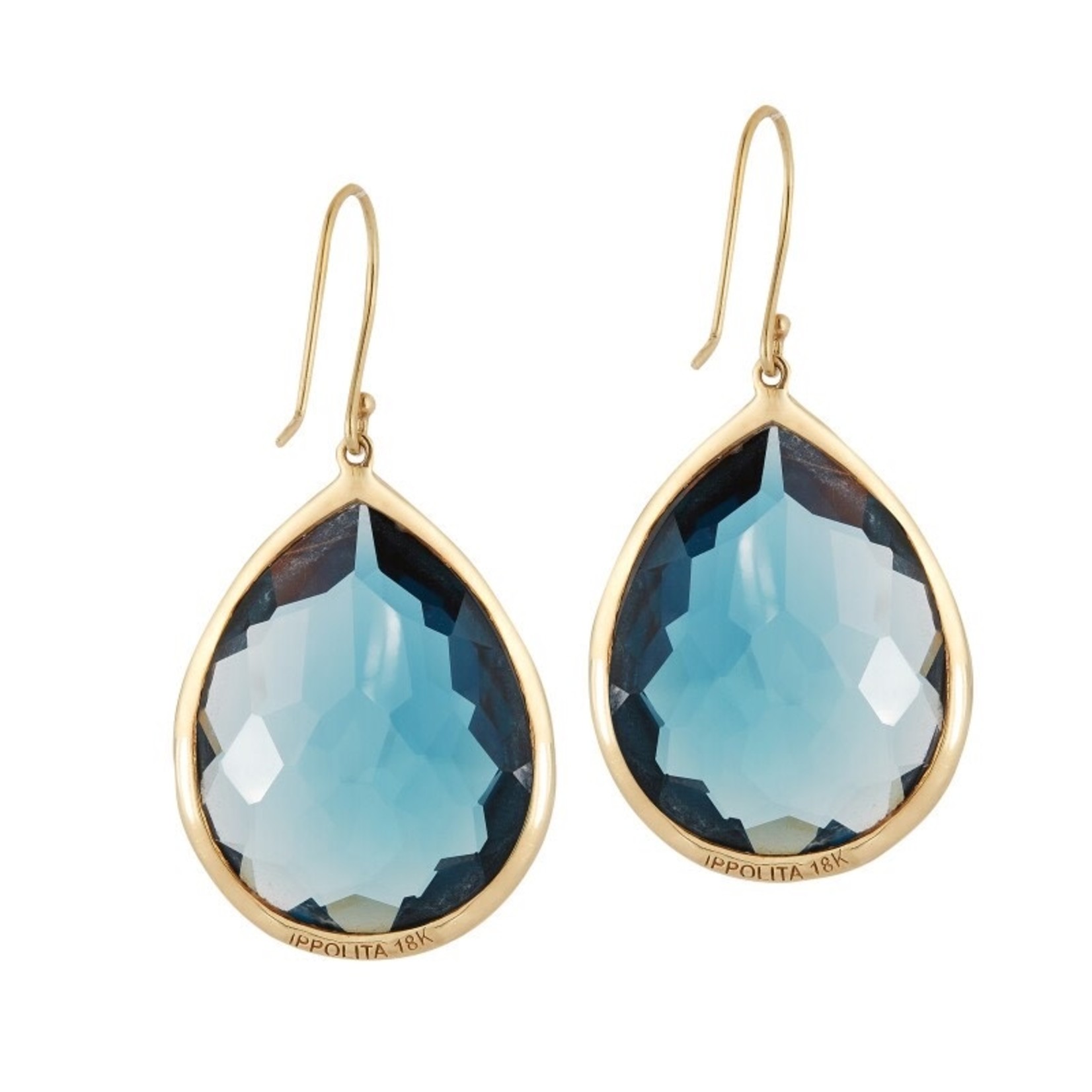 18K Gold London Blue Topaz & Diamond Teardrop Earrings