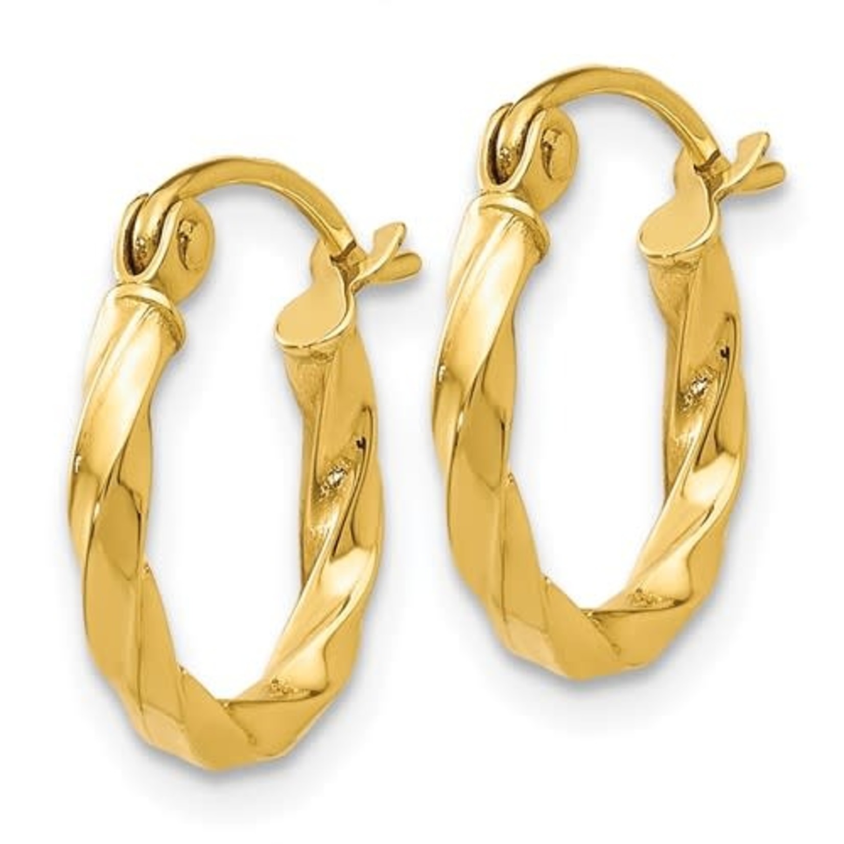 14K Yellow Gold Petite Twist Hoop Earrings