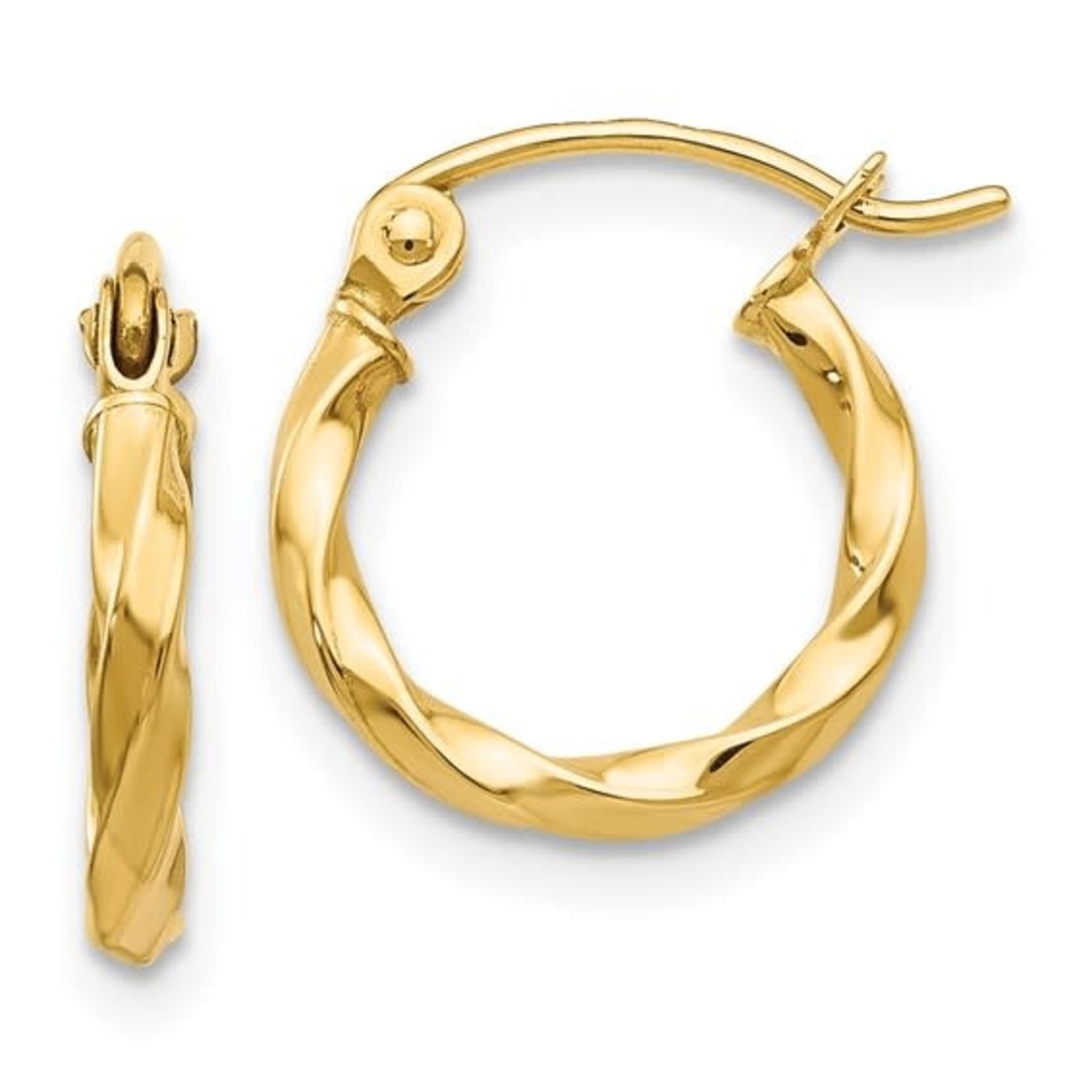 14K Yellow Gold Petite Twist Hoop Earrings