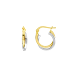 14K Yellow & White Gold Double Intertwined Hoop Earrings