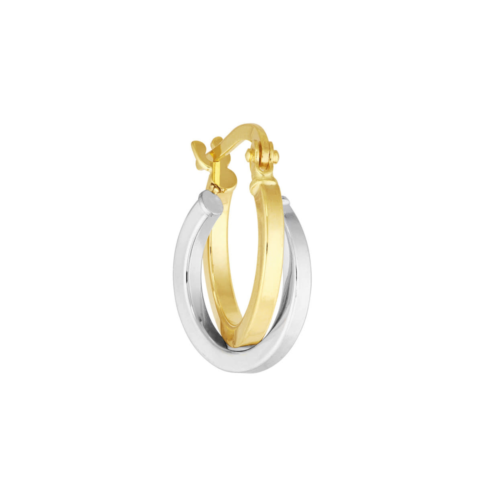 14K Yellow & White Gold Double Intertwined Hoop Earrings