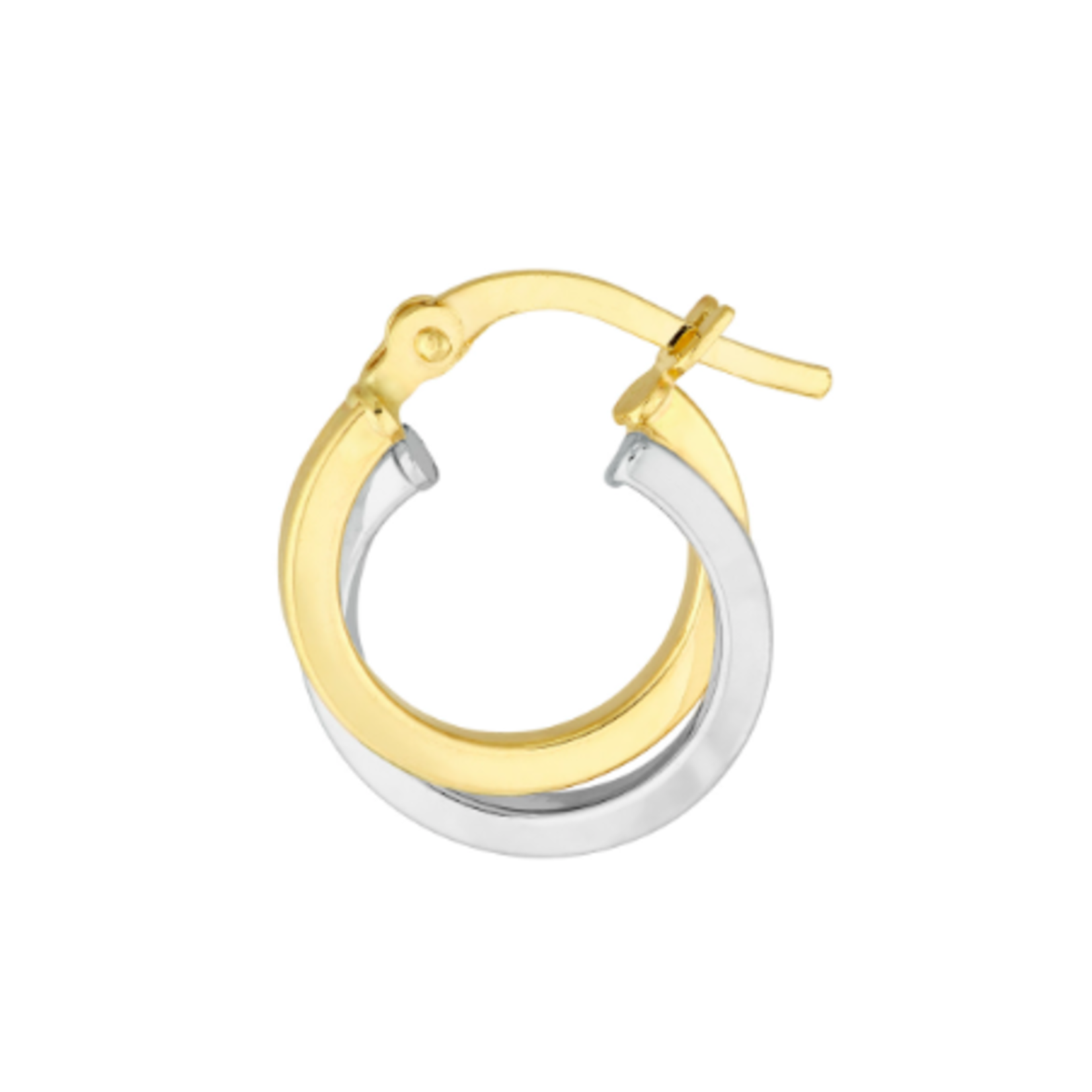14K Yellow & White Gold Double Intertwined Hoop Earrings