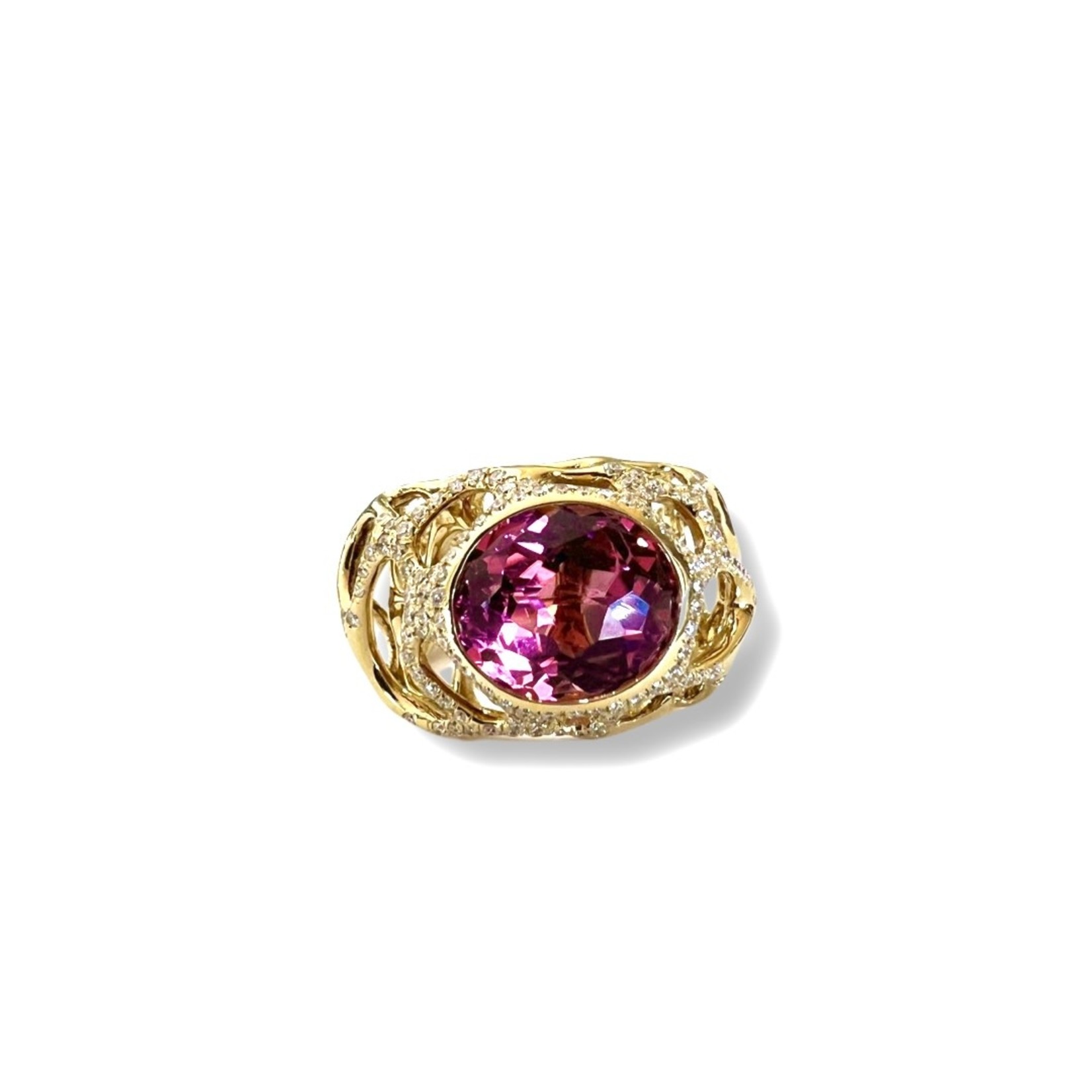 18K Gold Pink Tourmaline & Diamond Ring