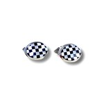 14K White Gold Mother of Pearl, Black Oynx Checkerboard Cufflinks