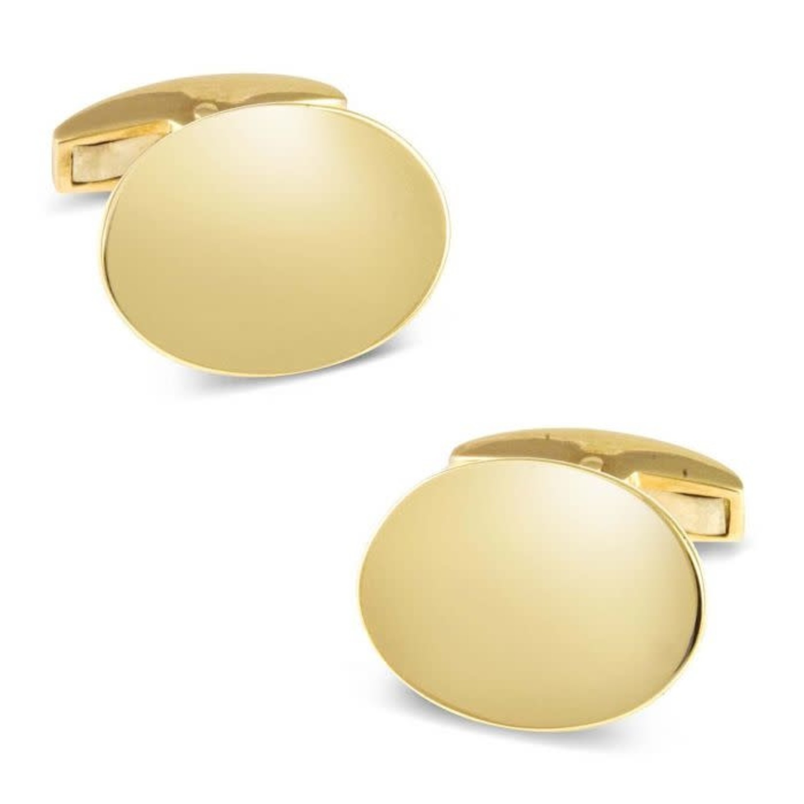 14K Yellow Gold Oval Engravable Cufflinks