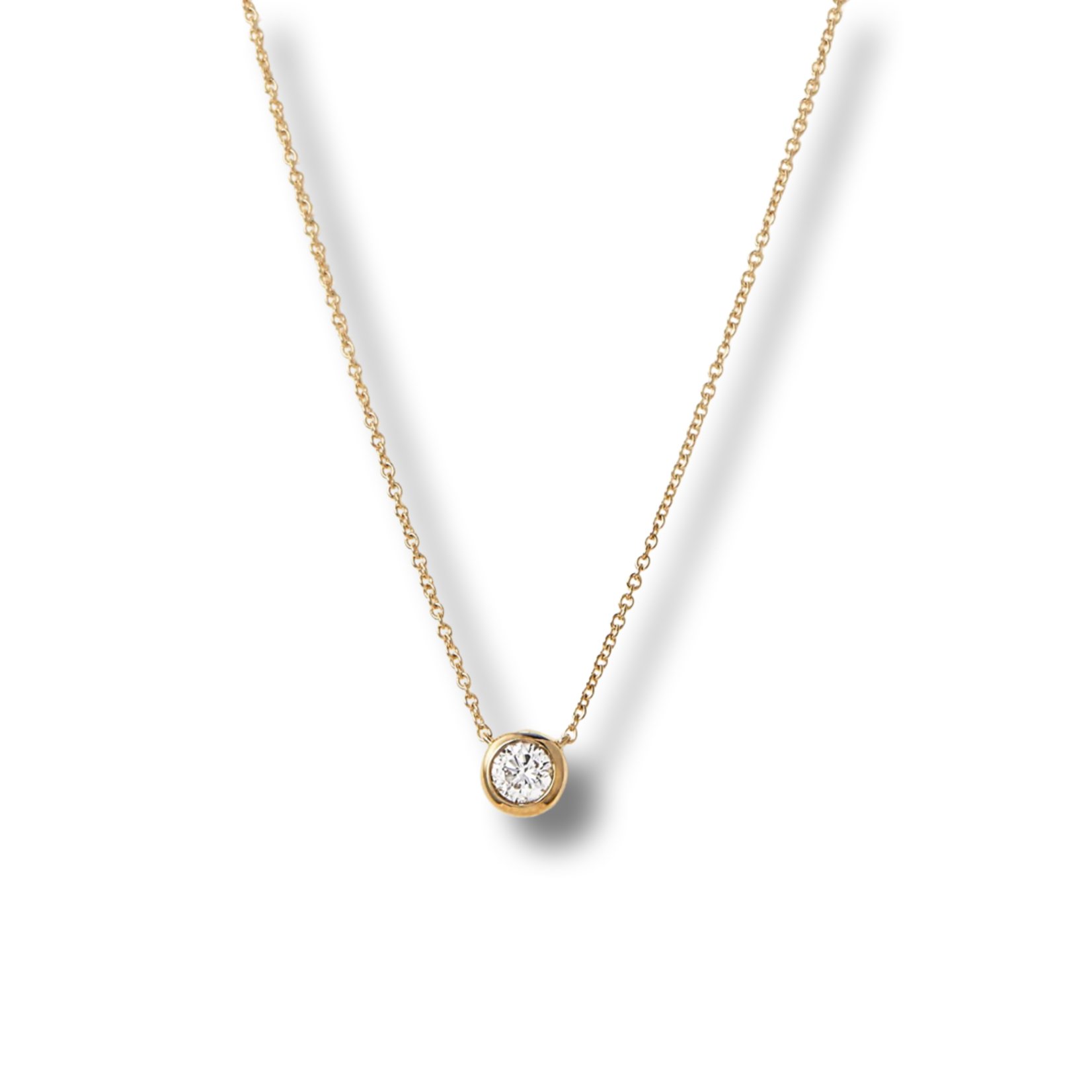 14K Yellow Gold Diamond 0.25 Carat Bezel Pendant