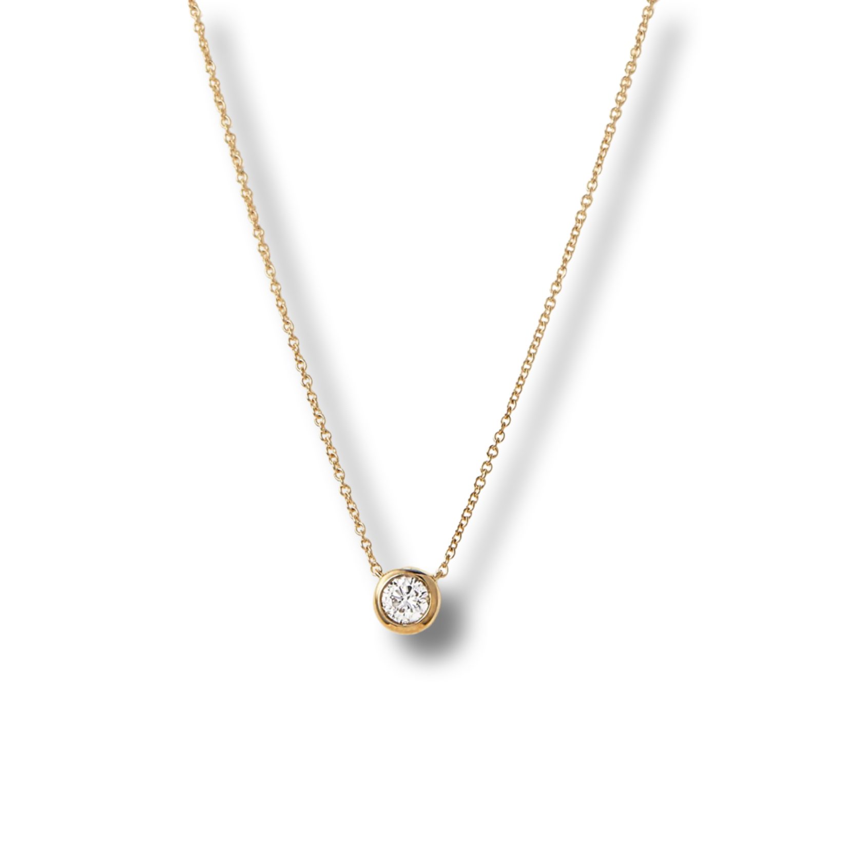 14K Yellow Gold Diamond 1/4 Carat Bezel Pendant