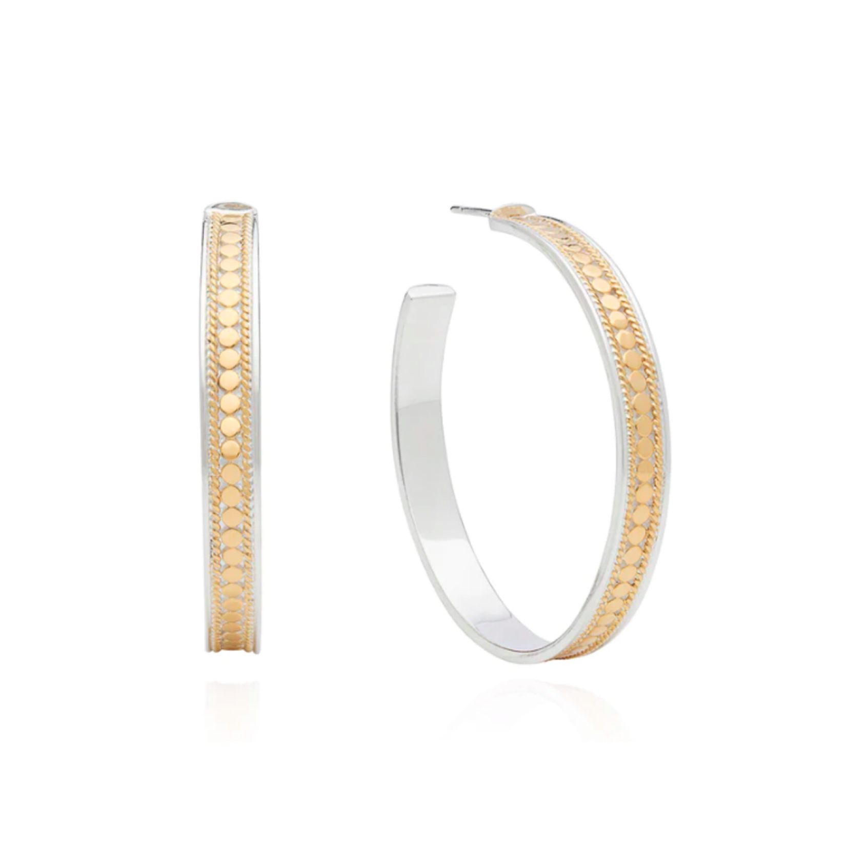 Sterling Silver & 18K Yellow Gold Large Classic Hoop Earrings