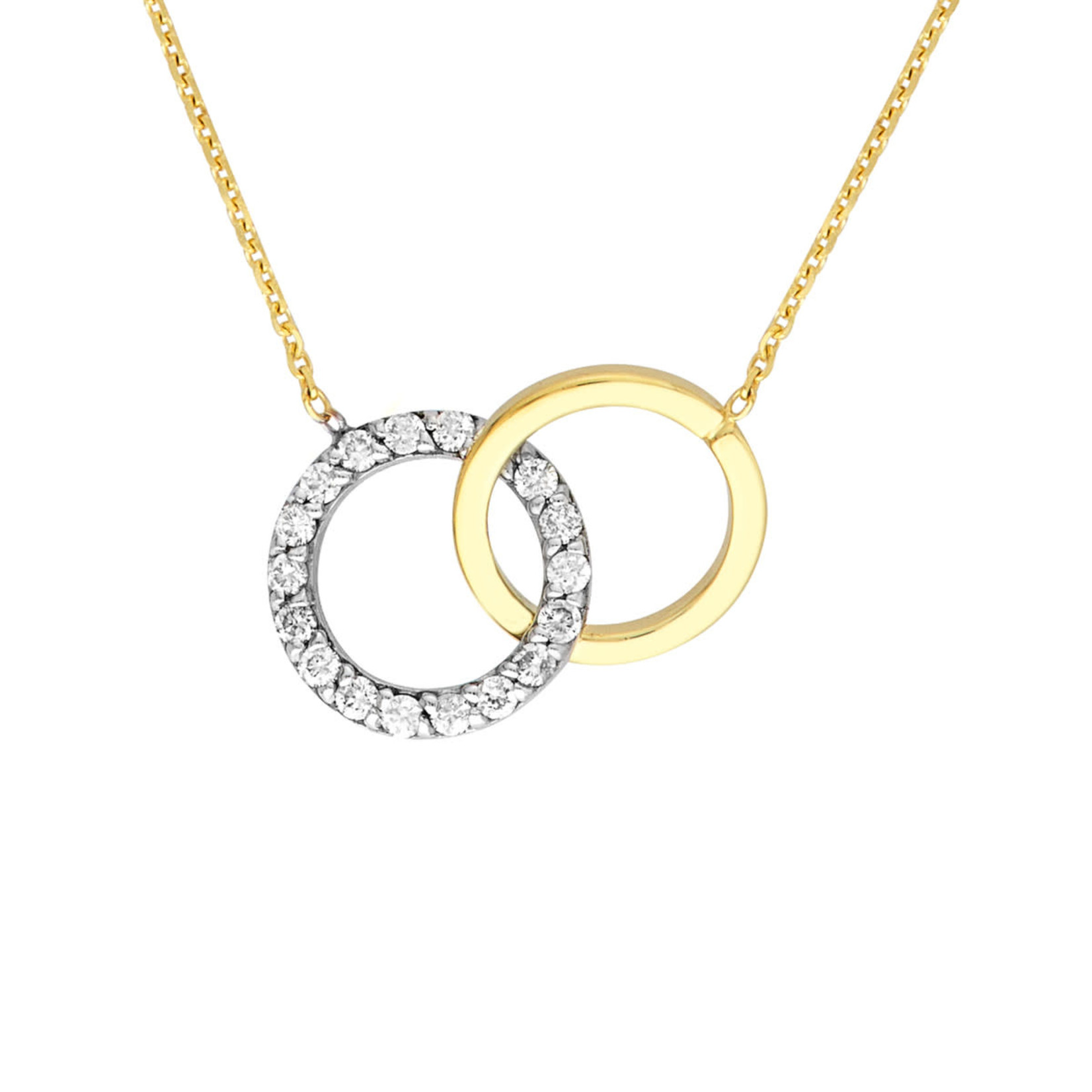 14K Two Tone Gold Diamond Circles Necklace