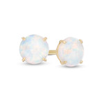 14K Yellow Gold Opal Stud Earrings