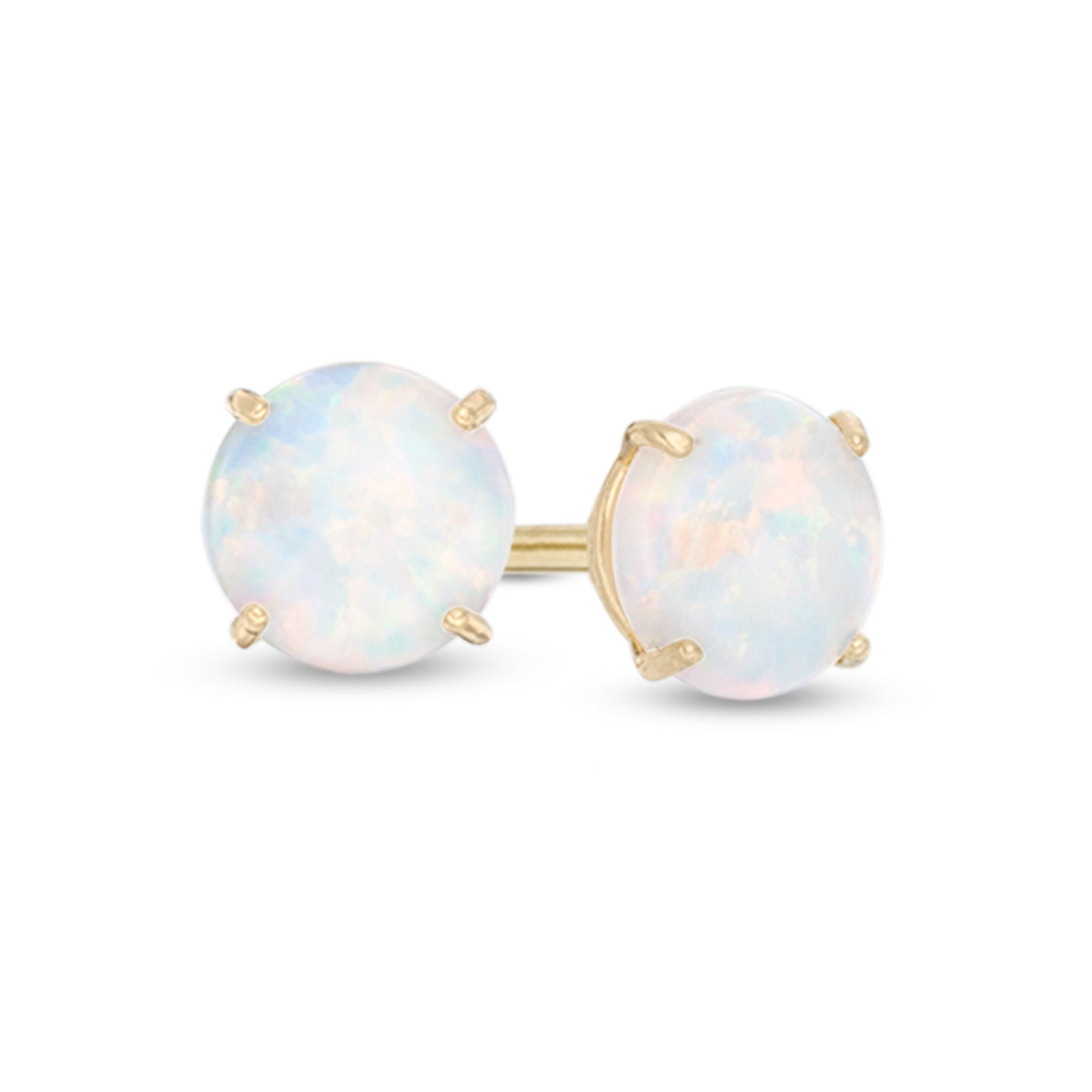 14K Yellow Gold Opal Stud Earrings