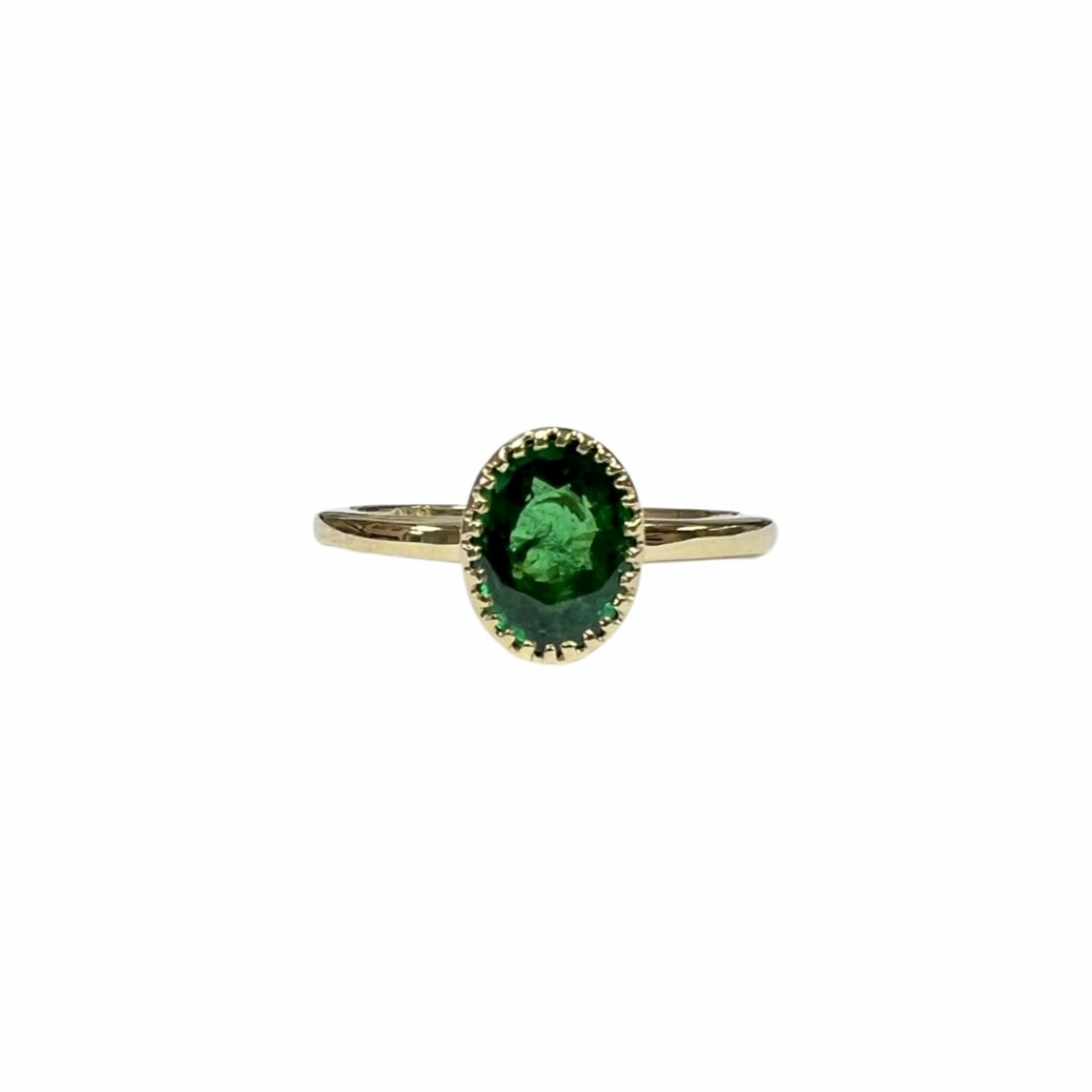 18K Yellow Gold Tsavorite Garnet Bezel Ring