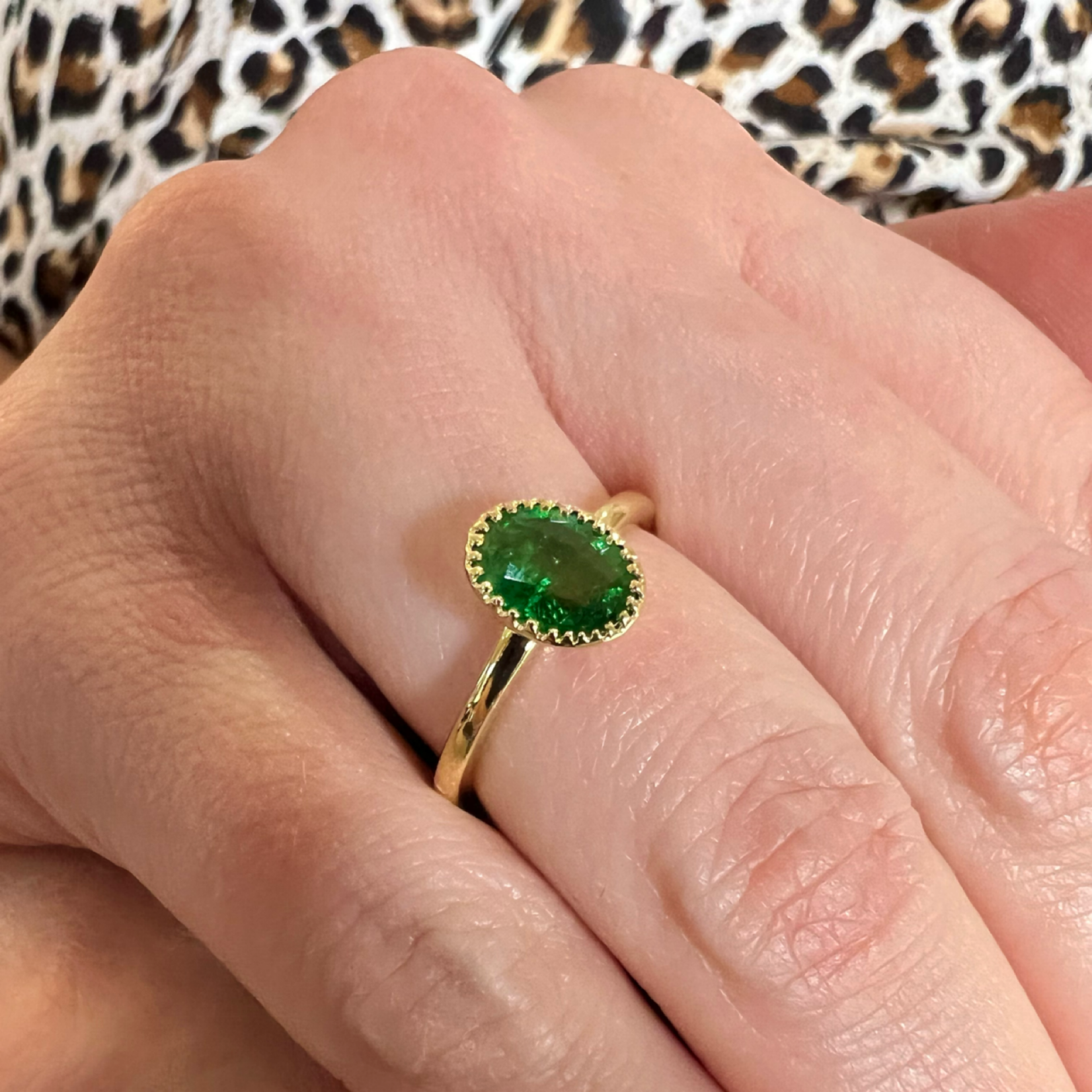 18K Yellow Gold Tsavorite Garnet Bezel Ring