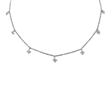 14K White Gold Diamond Blossom Charm Necklace