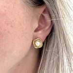 14K Yellow Gold Akoya Pearl Knot Omega Clip Earrings
