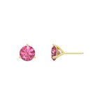 14K Yellow Gold Pink Tourmaline Stud Earrings