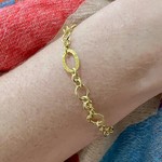 18K Yellow Gold Handmade Hammered Link Bracelet