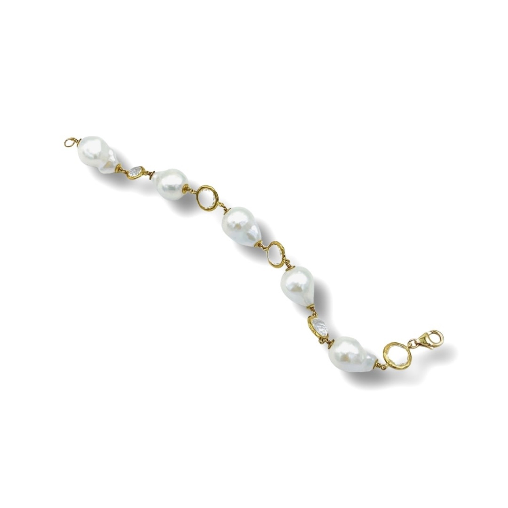 18KY Gold South Sea Pearl & Quartz Bracelet