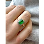 14K Two Tone Emerald & Diamond Ring