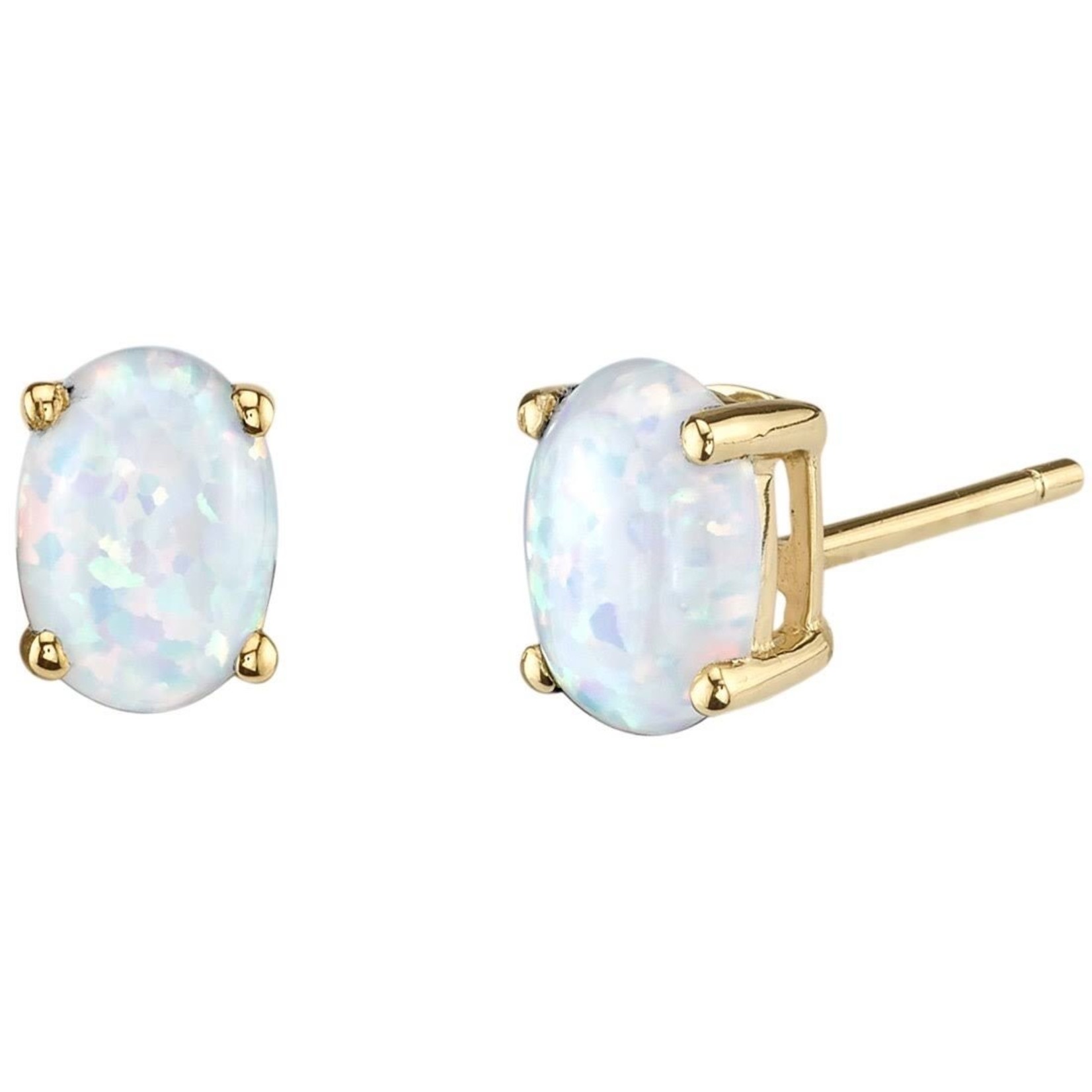 yellow gold opal stud earrings