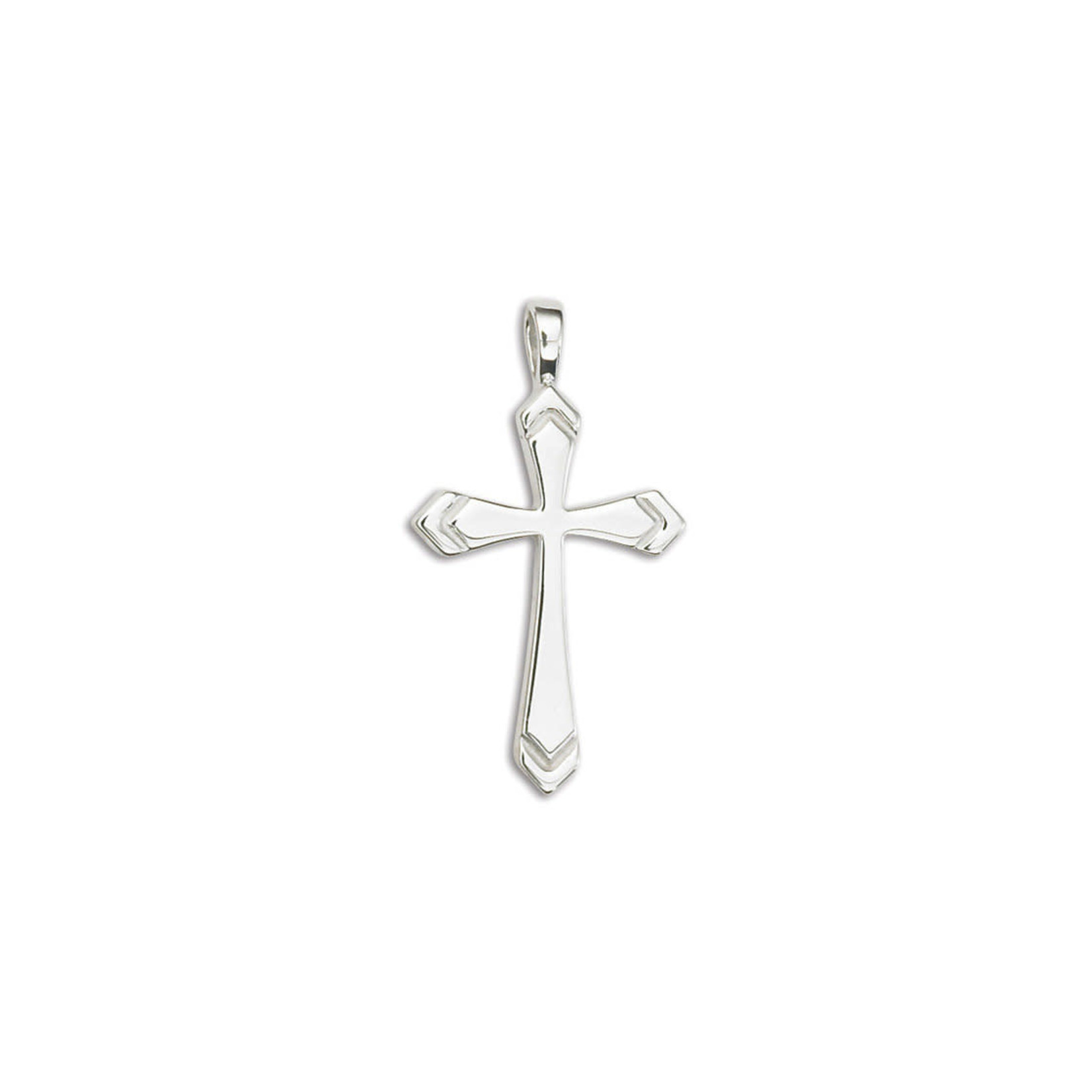 Solid Sterling Silver Large Arrow Groove Cross