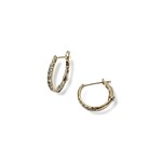 14K Yellow Gold Pave Diamond Locking Huggie Earrings