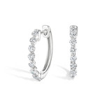 14K White Gold Diamond Small Hoop Earrings