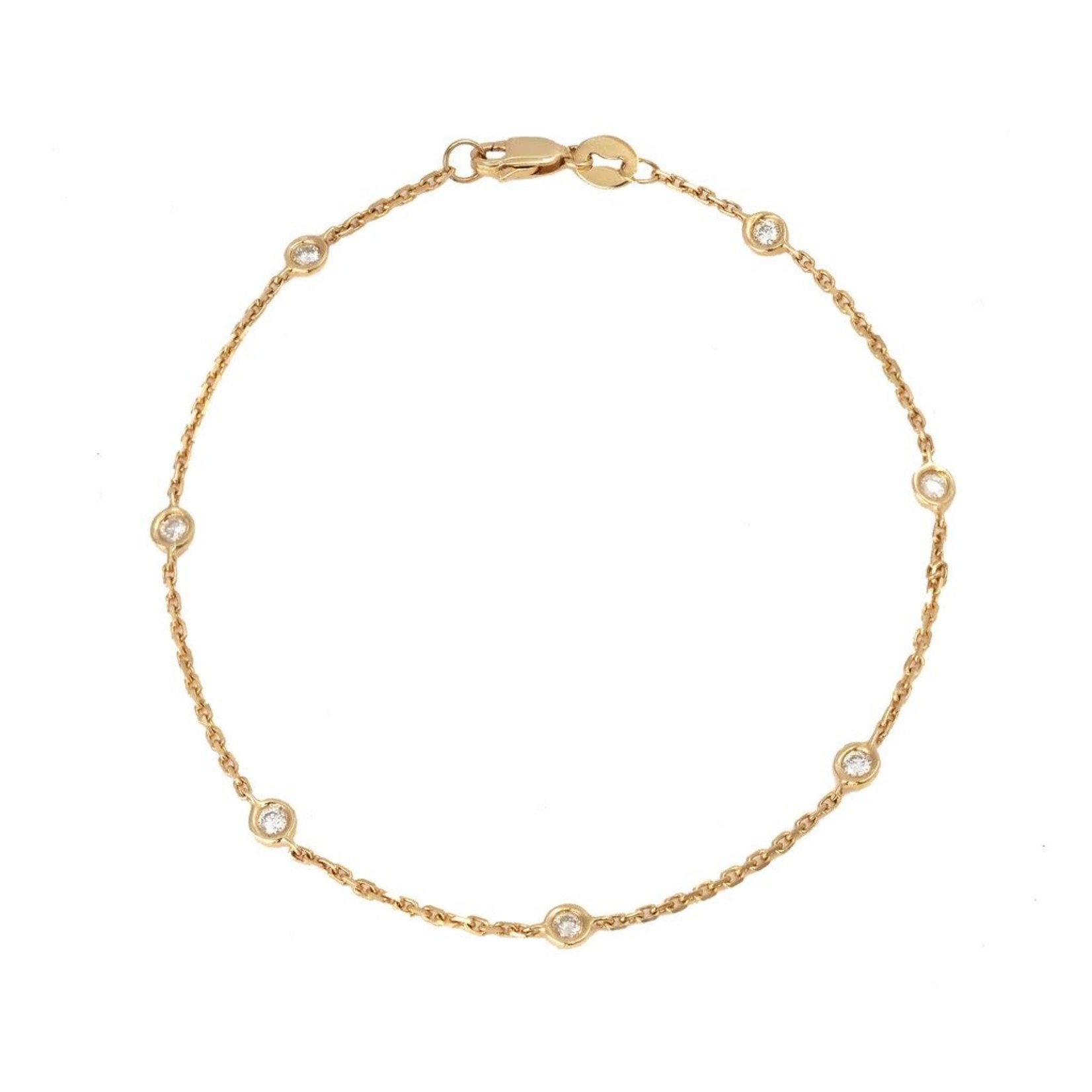 14K Yellow Gold Diamond Bezel Bracelet