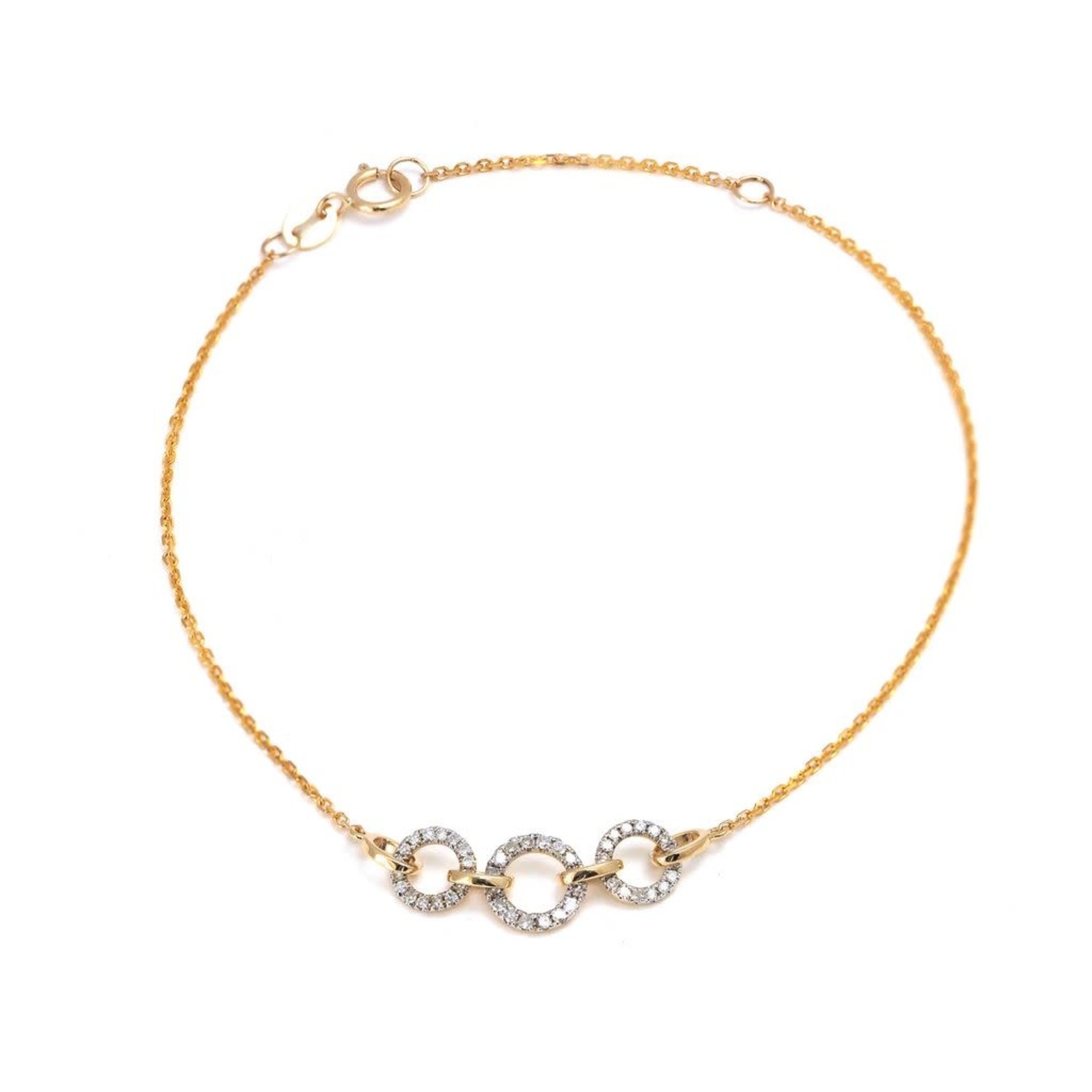 14K Yellow Gold Triple Circle Diamond Bracelet