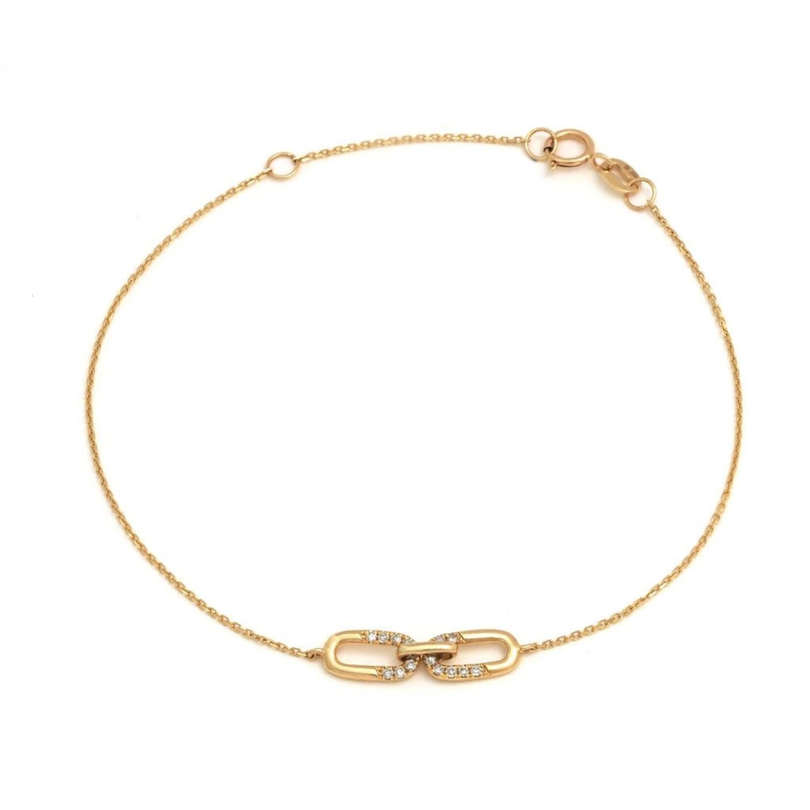14K Yellow Gold Paperclip Diamond Bracelet
