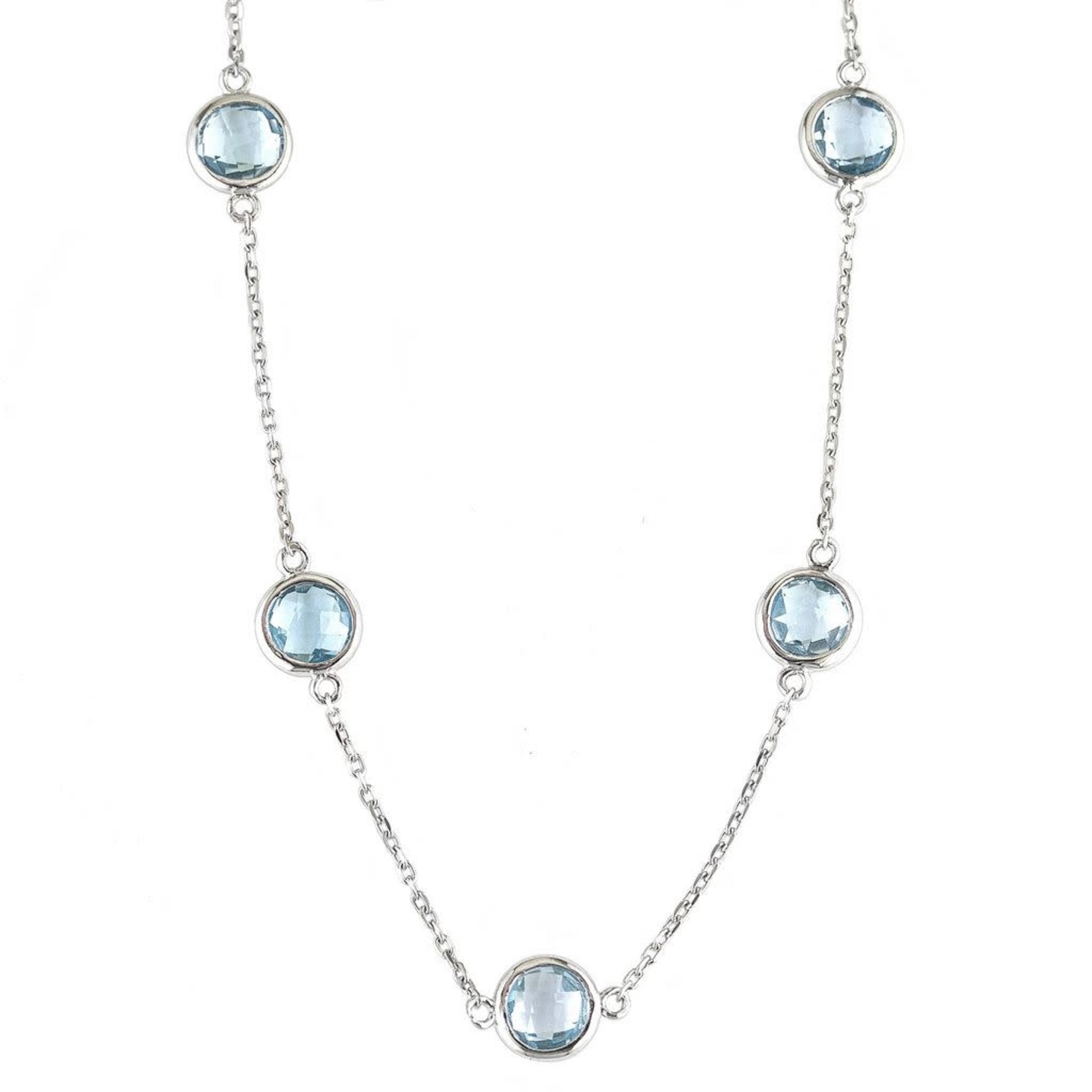 Sterling Silver Blue Topaz Lollipop Necklace