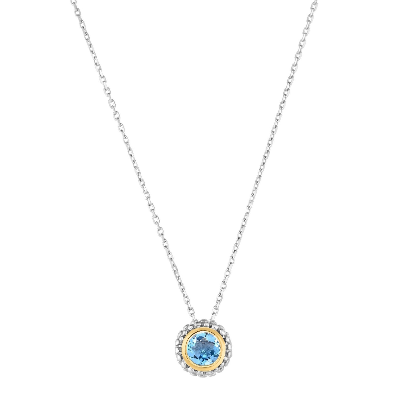 Sterling Silver & 18K Gold Blue Topaz Pendant