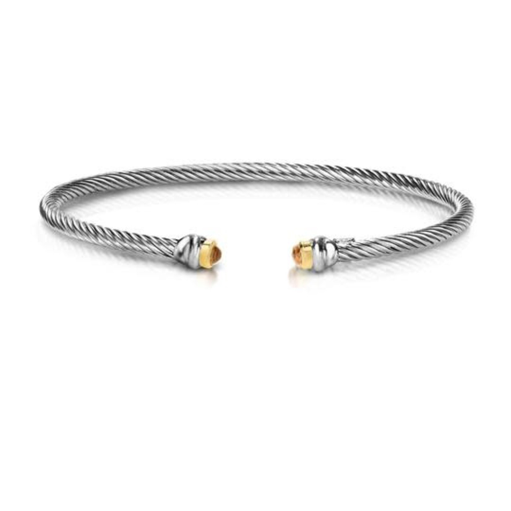 Sterling Silver 18K Yellow Gold Citrine Cable Bangle