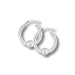 Sterling Silver Cape Cod Medium Zirconia Hoop Earrings