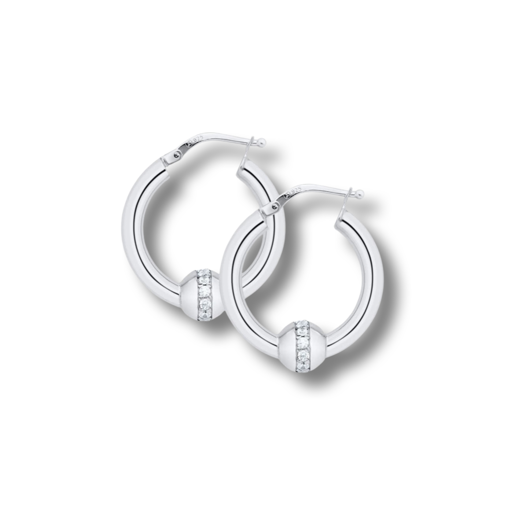 Sterling Silver Zirconia Cape Cod  Hoop Earrings